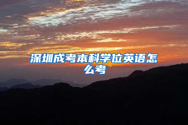 深圳成考本科学位英语怎么考