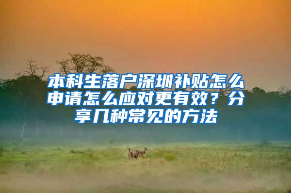 本科生落户深圳补贴怎么申请怎么应对更有效？分享几种常见的方法