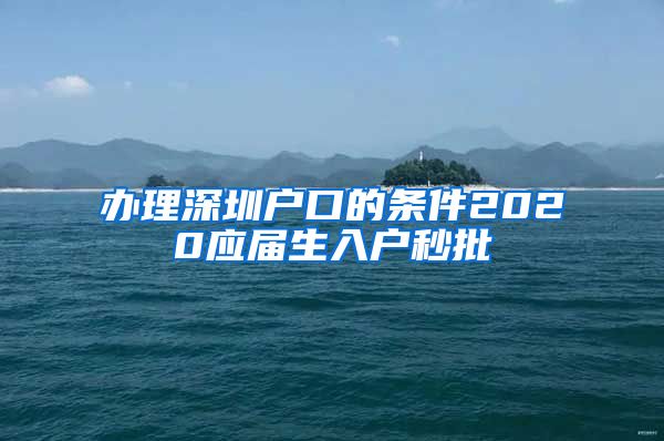 办理深圳户口的条件2020应届生入户秒批