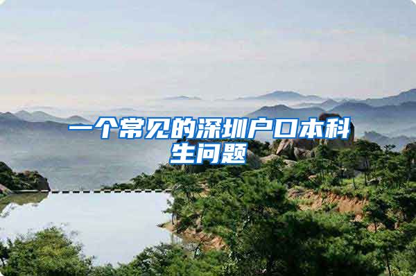 一个常见的深圳户口本科生问题