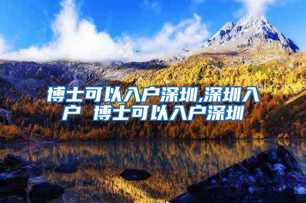 博士可以入户深圳,深圳入户 博士可以入户深圳