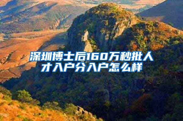 深圳博士后160万秒批人才入户分入户怎么样