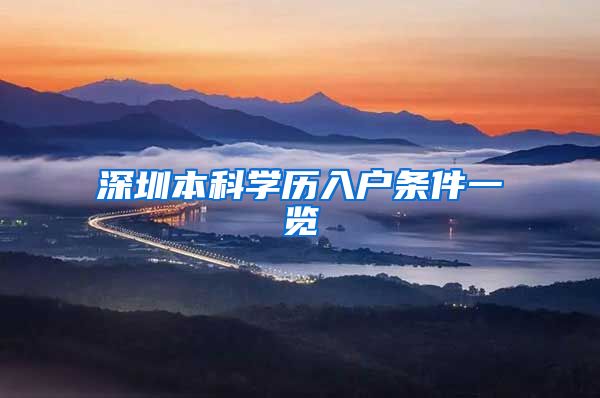 深圳本科学历入户条件一览