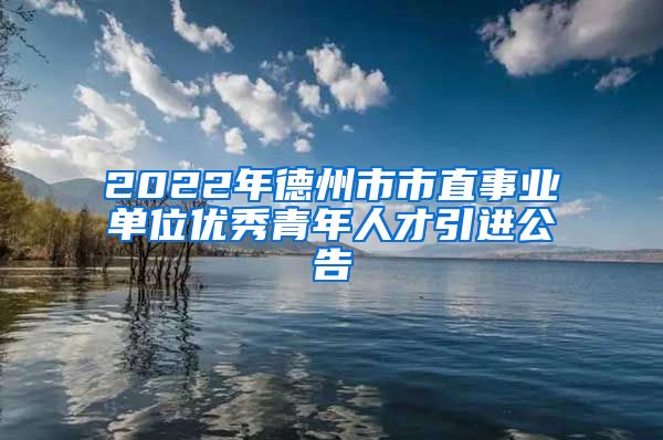 2022年德州市市直事业单位优秀青年人才引进公告