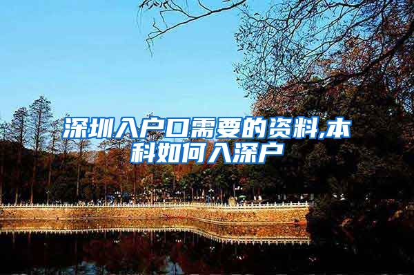 深圳入户口需要的资料,本科如何入深户