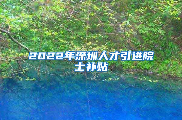 2022年深圳人才引进院士补贴