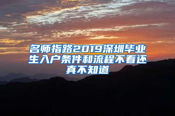 名师指路2019深圳毕业生入户条件和流程不看还真不知道