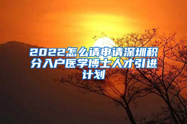 2022怎么请申请深圳积分入户医学博士人才引进计划