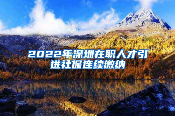 2022年深圳在职人才引进社保连续缴纳