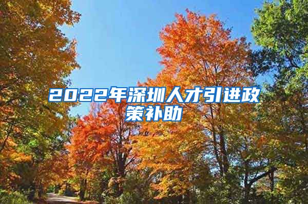 2022年深圳人才引进政策补助