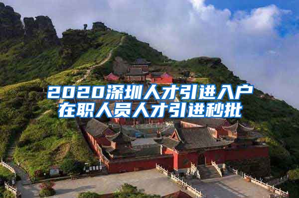 2020深圳人才引进入户在职人员人才引进秒批
