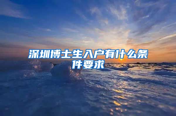 深圳博士生入户有什么条件要求