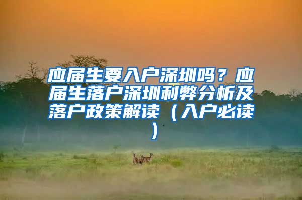 应届生要入户深圳吗？应届生落户深圳利弊分析及落户政策解读（入户必读）
