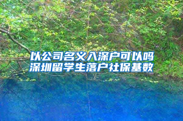 以公司名义入深户可以吗深圳留学生落户社保基数