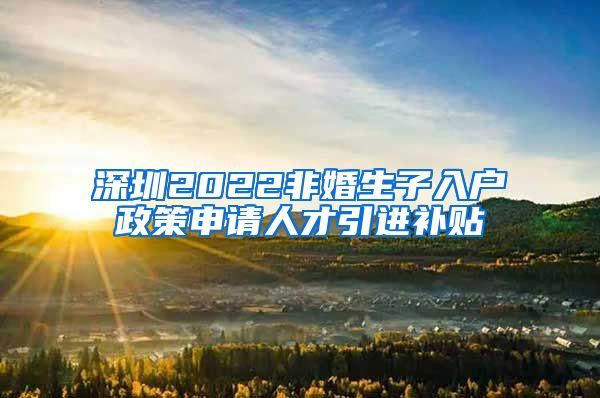 深圳2022非婚生子入户政策申请人才引进补贴