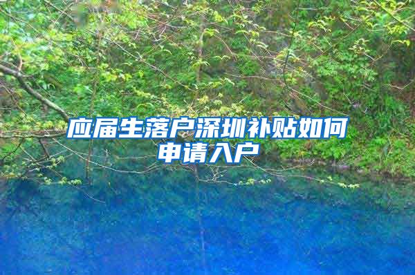 应届生落户深圳补贴如何申请入户
