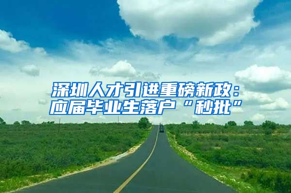 深圳人才引进重磅新政：应届毕业生落户“秒批”