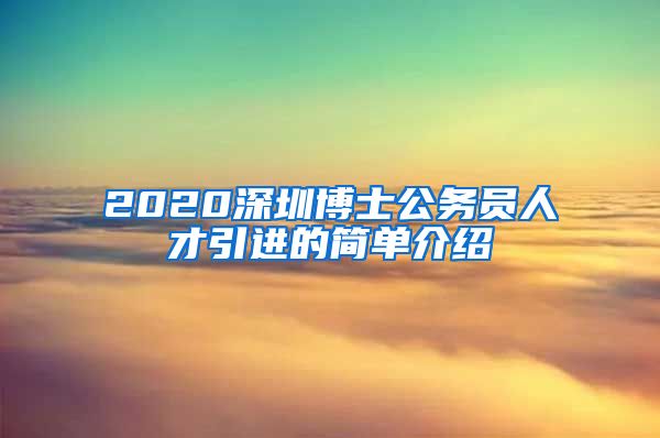 2020深圳博士公务员人才引进的简单介绍