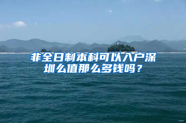 非全日制本科可以入户深圳么值那么多钱吗？