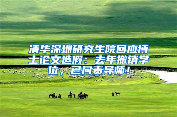 清华深圳研究生院回应博士论文造假：去年撤销学位，已问责导师！