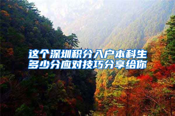 这个深圳积分入户本科生多少分应对技巧分享给你