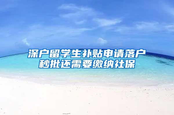 深户留学生补贴申请落户秒批还需要缴纳社保