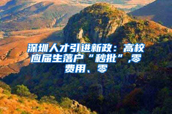 深圳人才引进新政：高校应届生落户“秒批”,零费用、零