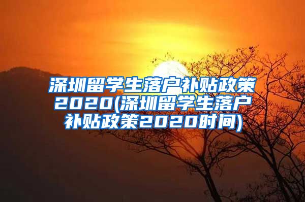 深圳留学生落户补贴政策2020(深圳留学生落户补贴政策2020时间)