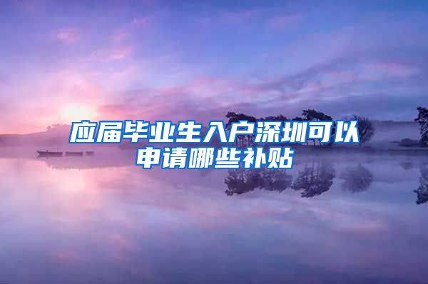 应届毕业生入户深圳可以申请哪些补贴