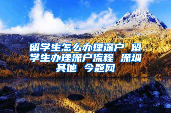 留学生怎么办理深户 留学生办理深户流程 深圳其他 今题网