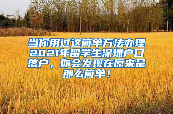 当你用过这简单方法办理2021年留学生深圳户口落户，你会发现在原来是那么简单！