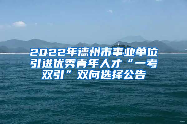 2022年德州市事业单位引进优秀青年人才“一考双引”双向选择公告