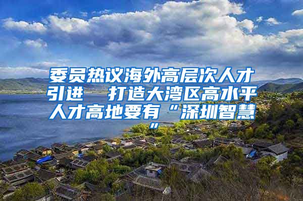 委员热议海外高层次人才引进  打造大湾区高水平人才高地要有“深圳智慧”
