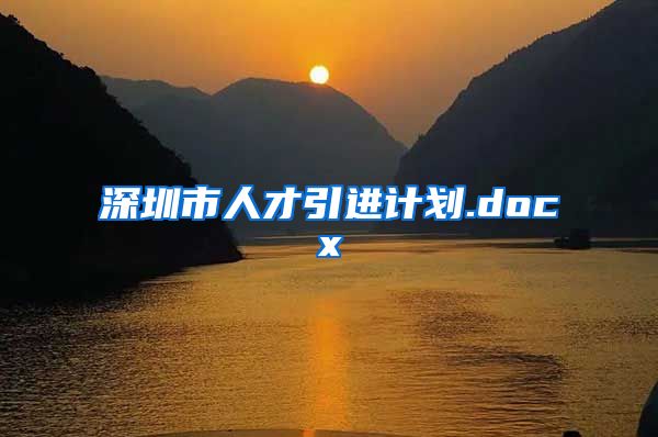 深圳市人才引进计划.docx