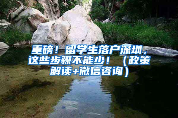 重磅！留学生落户深圳，这些步骤不能少！（政策解读+微信咨询）