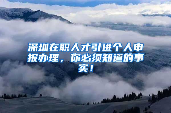 深圳在职人才引进个人申报办理，你必须知道的事实！