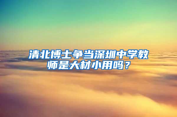 清北博士争当深圳中学教师是大材小用吗？