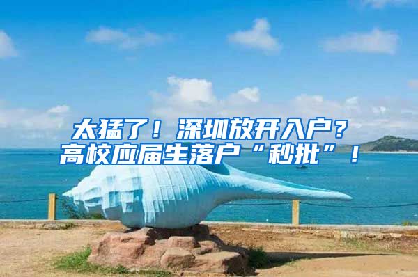 太猛了！深圳放开入户？高校应届生落户“秒批”！