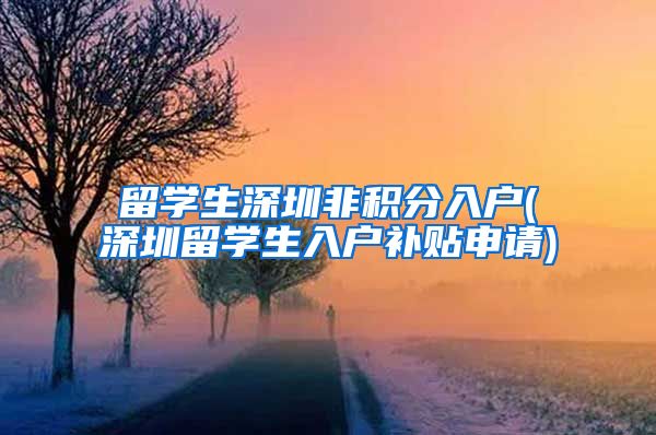 留学生深圳非积分入户(深圳留学生入户补贴申请)