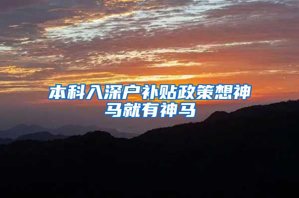 本科入深户补贴政策想神马就有神马