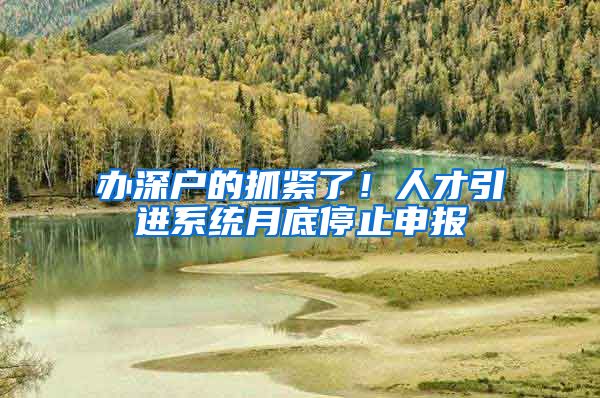 办深户的抓紧了！人才引进系统月底停止申报