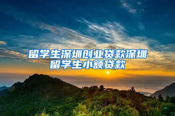 留学生深圳创业贷款深圳留学生小额贷款