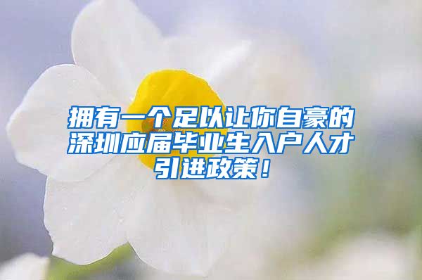 拥有一个足以让你自豪的深圳应届毕业生入户人才引进政策！