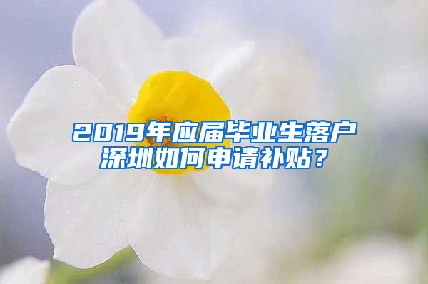 2019年应届毕业生落户深圳如何申请补贴？