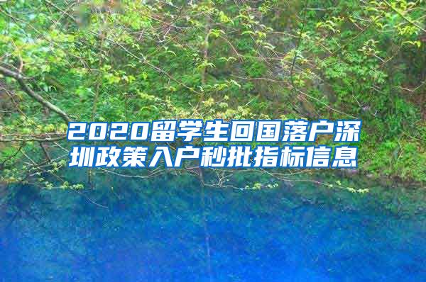 2020留学生回国落户深圳政策入户秒批指标信息