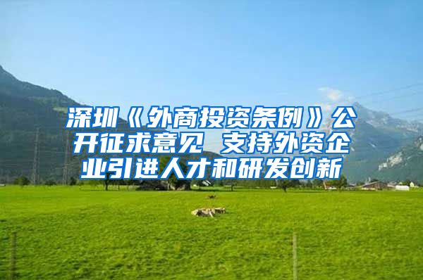 深圳《外商投资条例》公开征求意见 支持外资企业引进人才和研发创新