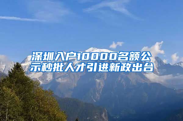 深圳入户10000名额公示秒批人才引进新政出台