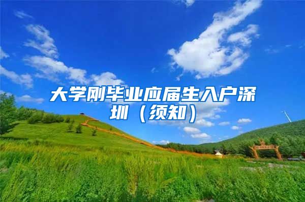 大学刚毕业应届生入户深圳（须知）