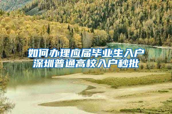 如何办理应届毕业生入户深圳普通高校入户秒批