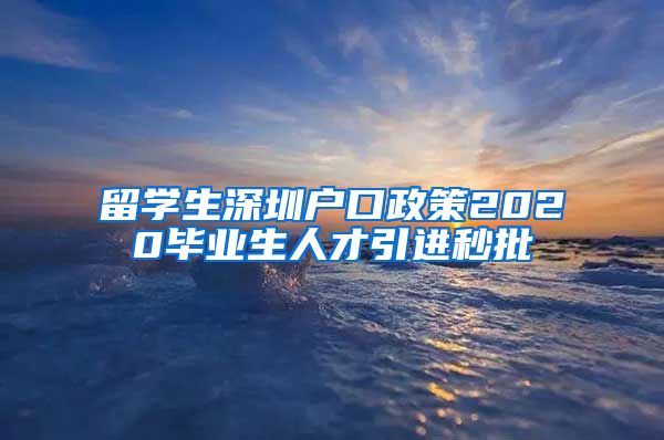 留学生深圳户口政策2020毕业生人才引进秒批